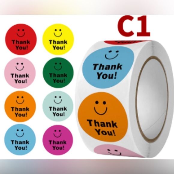 1in Business Stickers, Smiley Face Stickers, Packaging for Small Business - Picture 3 of 5